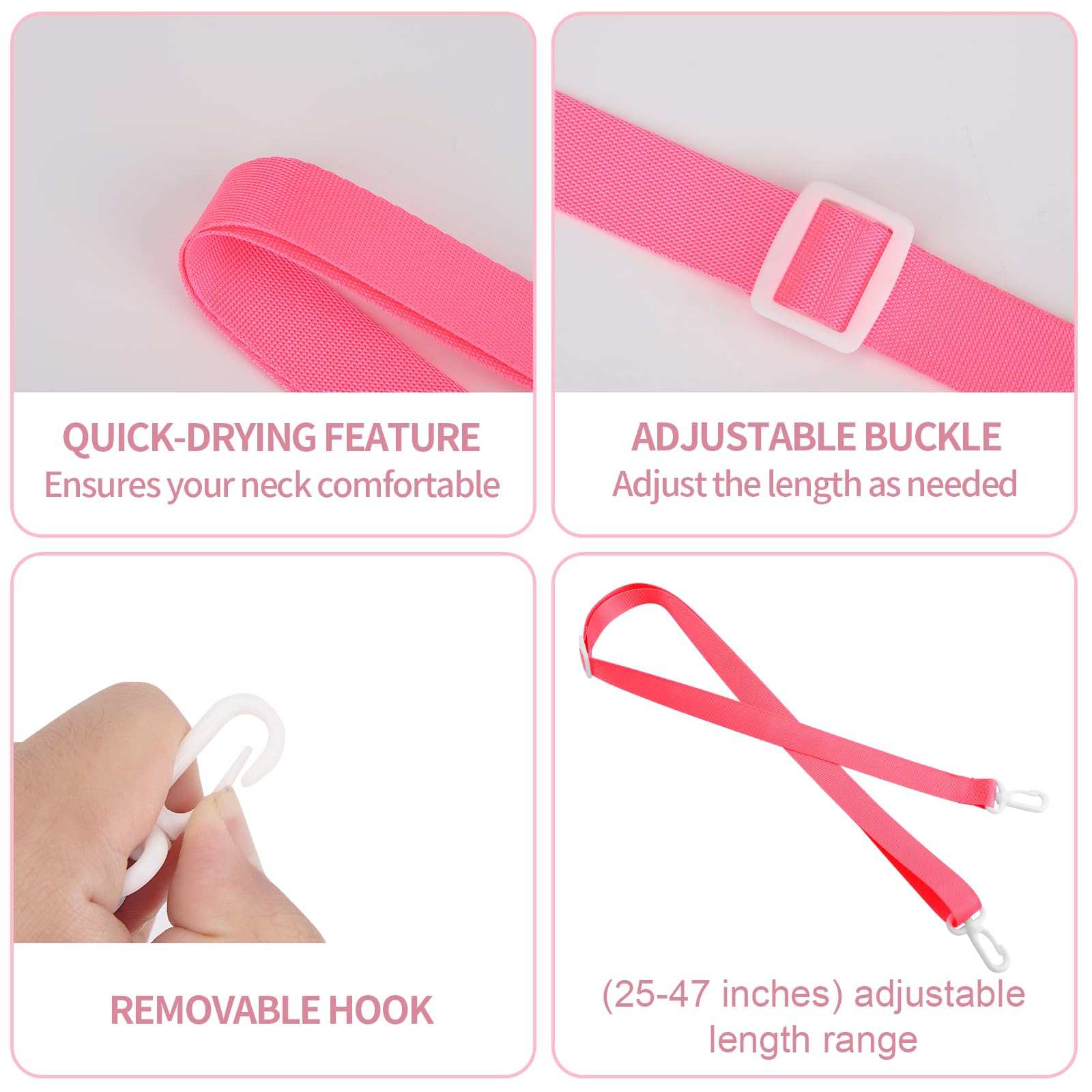 Lasuroa shower lanyard with secure hooks in rose red