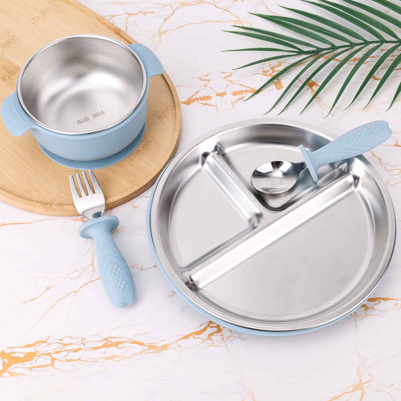lasuroa stainless steel baby plate demonstrates durability for everyday meals.