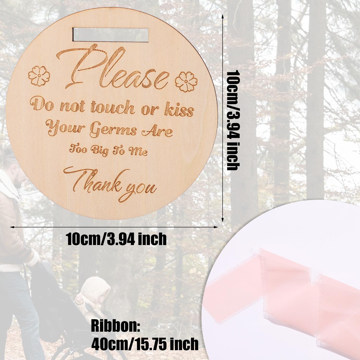 Lasuroa wooden baby sign on stroller handle prevents touching