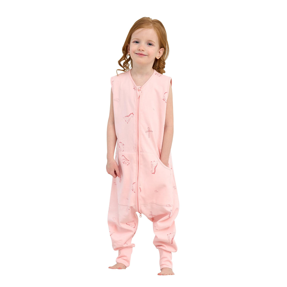 LAT Baby Sleep Sack with dinosaur pink print for comfy summer nights and playful naps.