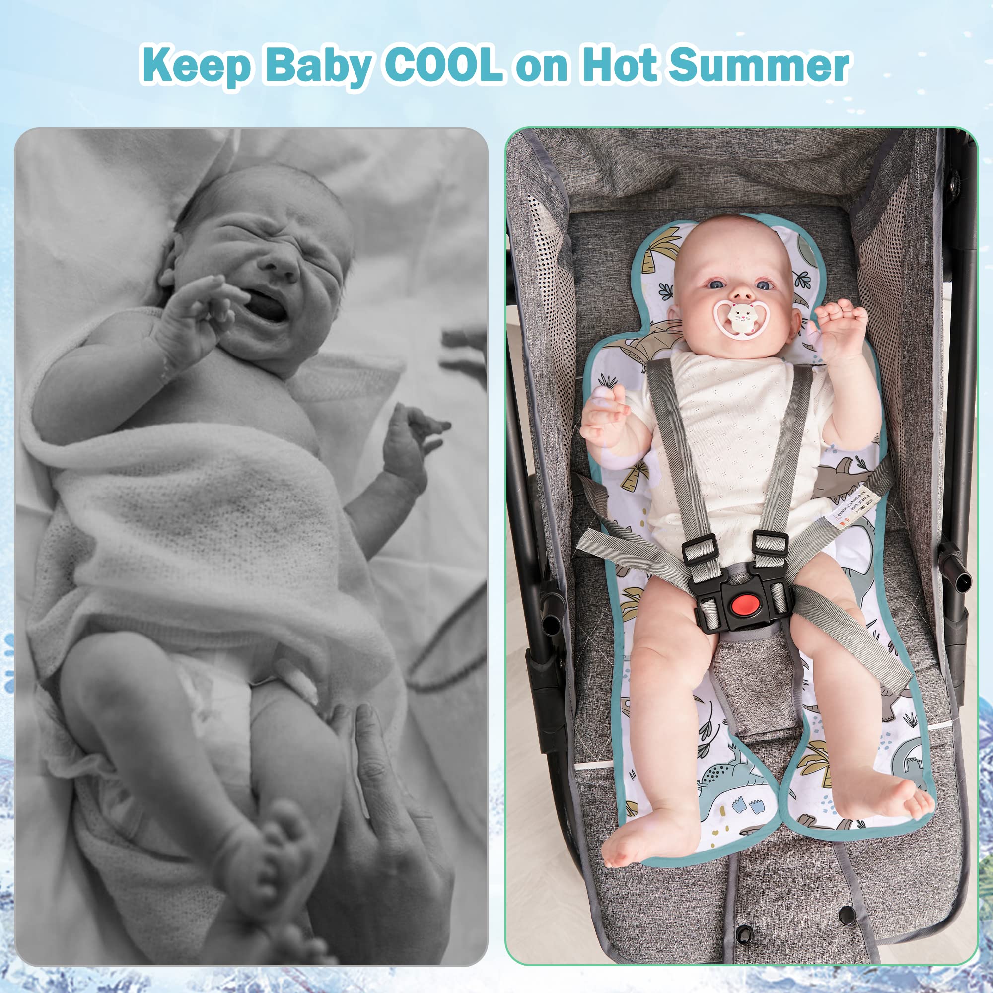 LAT LEE AND TOWN gel car seat cooler pad in use on a stroller