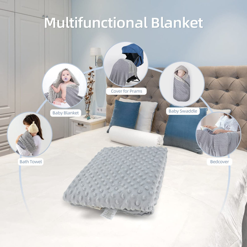 LAT LEE AND TOWN Minky Dot Blanket: stroller cover for on-the-go soothing