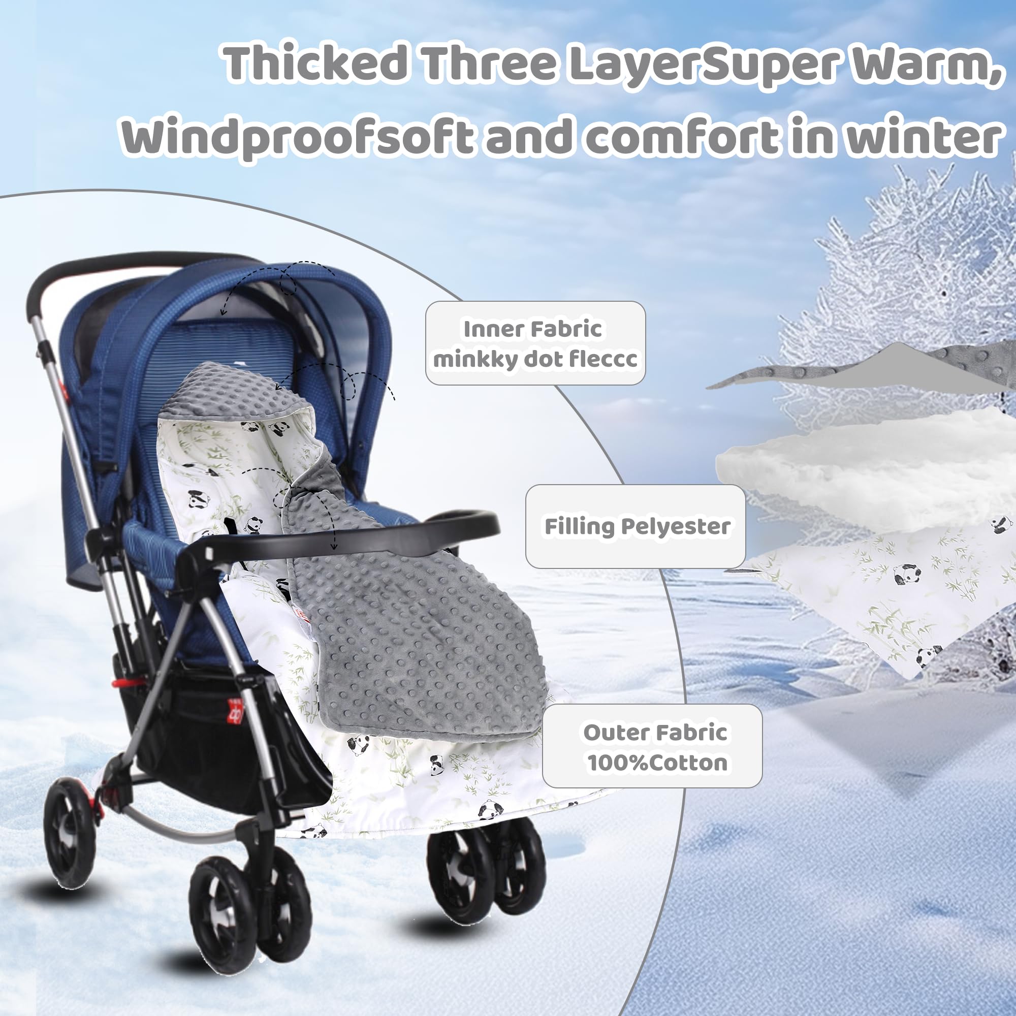 LAT LEE AND TOWN triangular windproof hood shields baby's head outdoors.