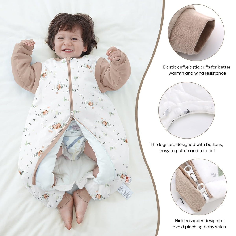 LAT LEE AND TOWN sleep sack detachable sleeves demonstrate seasonal versatility.