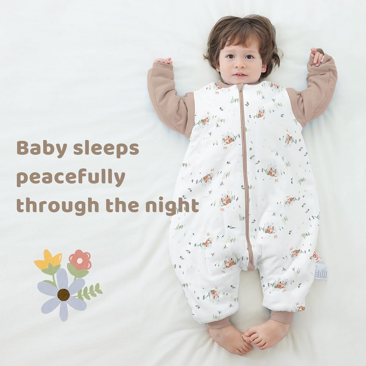 LAT LEE AND TOWN sleep sack leg button design enables quick diaper changes.