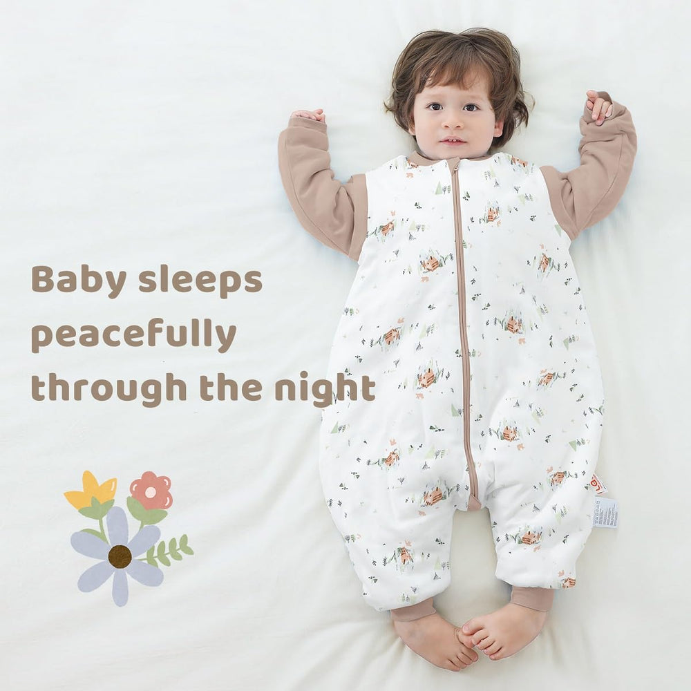 LAT LEE AND TOWN sleep sack leg button design enables quick diaper changes.