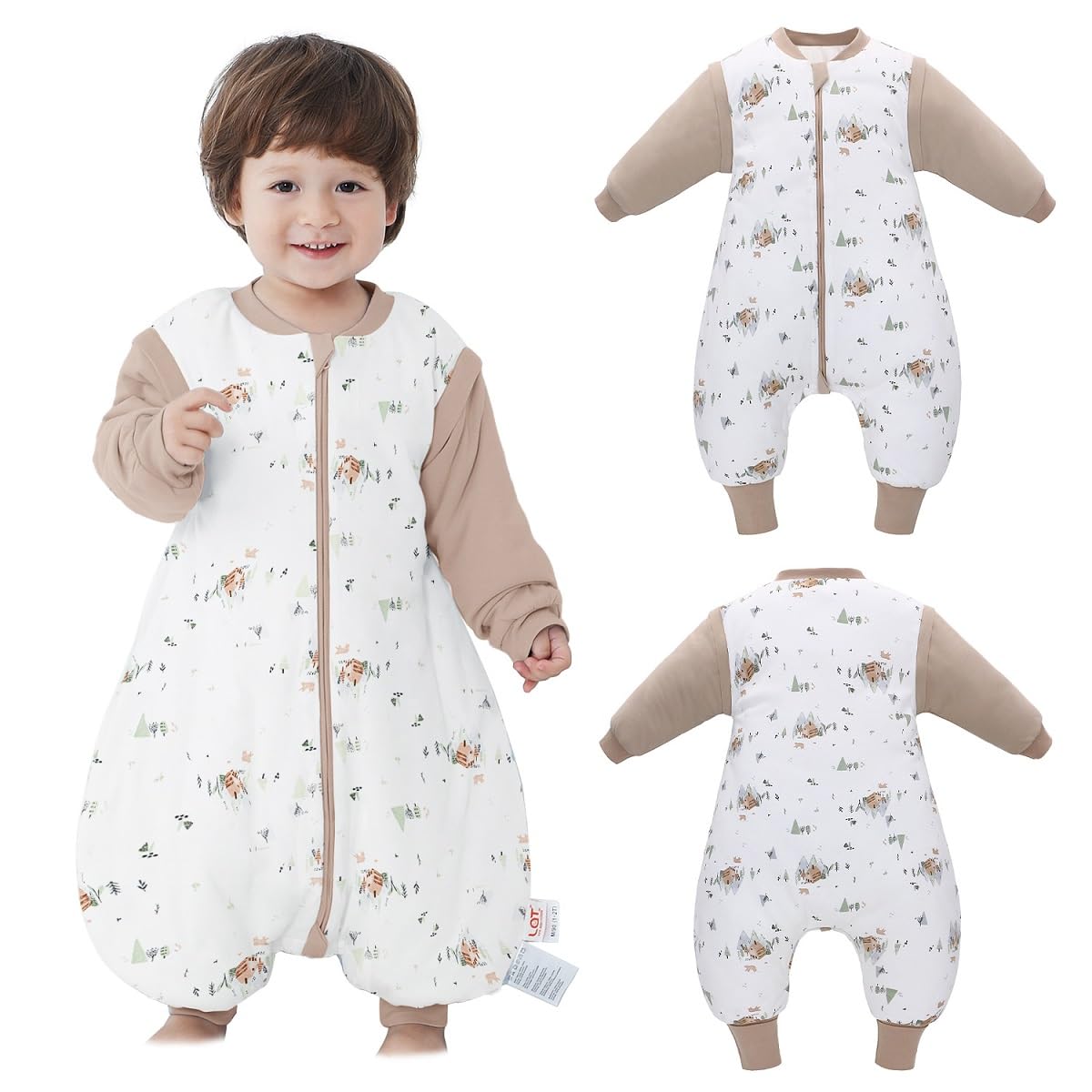 LAT LEE AND TOWN baby sleep sack close-up shows soft cotton fabric and secure closure.