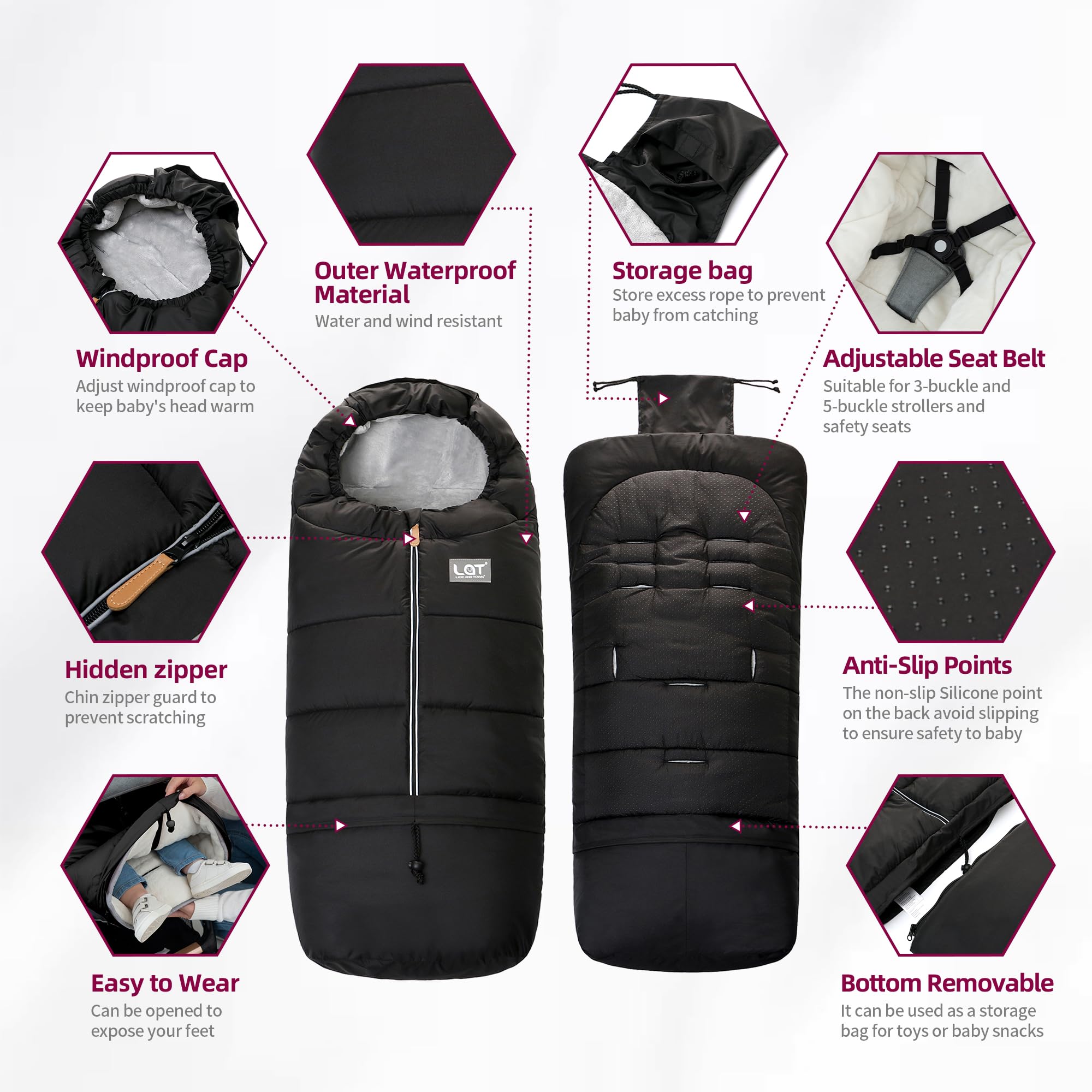 LAT LEE AND TOWN bunting bag with detachable tail shows versatile storage and safety