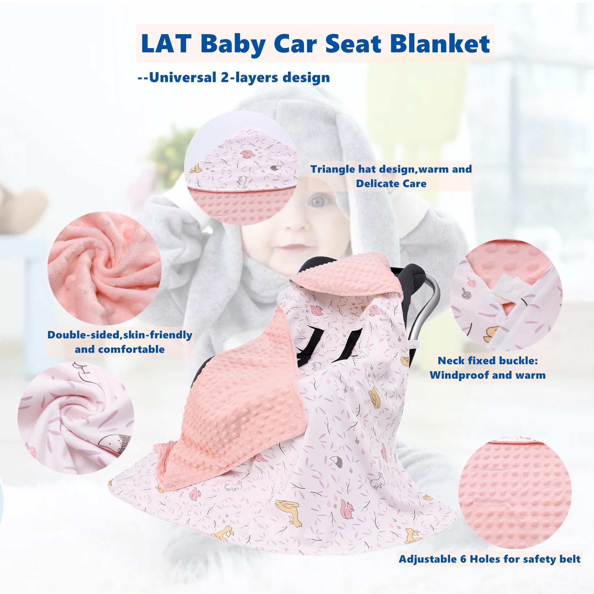 LAT LEE AND TOWN swaddle blanket 35x35 doubles as a carriage cover.