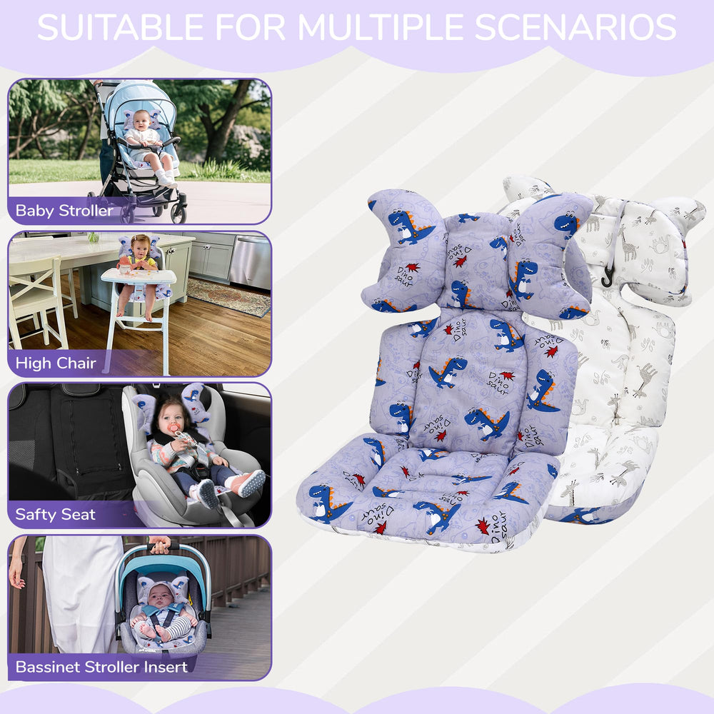 LAT LEE AND TOWN machine-washable stroller liner for quick cleanup after outings.