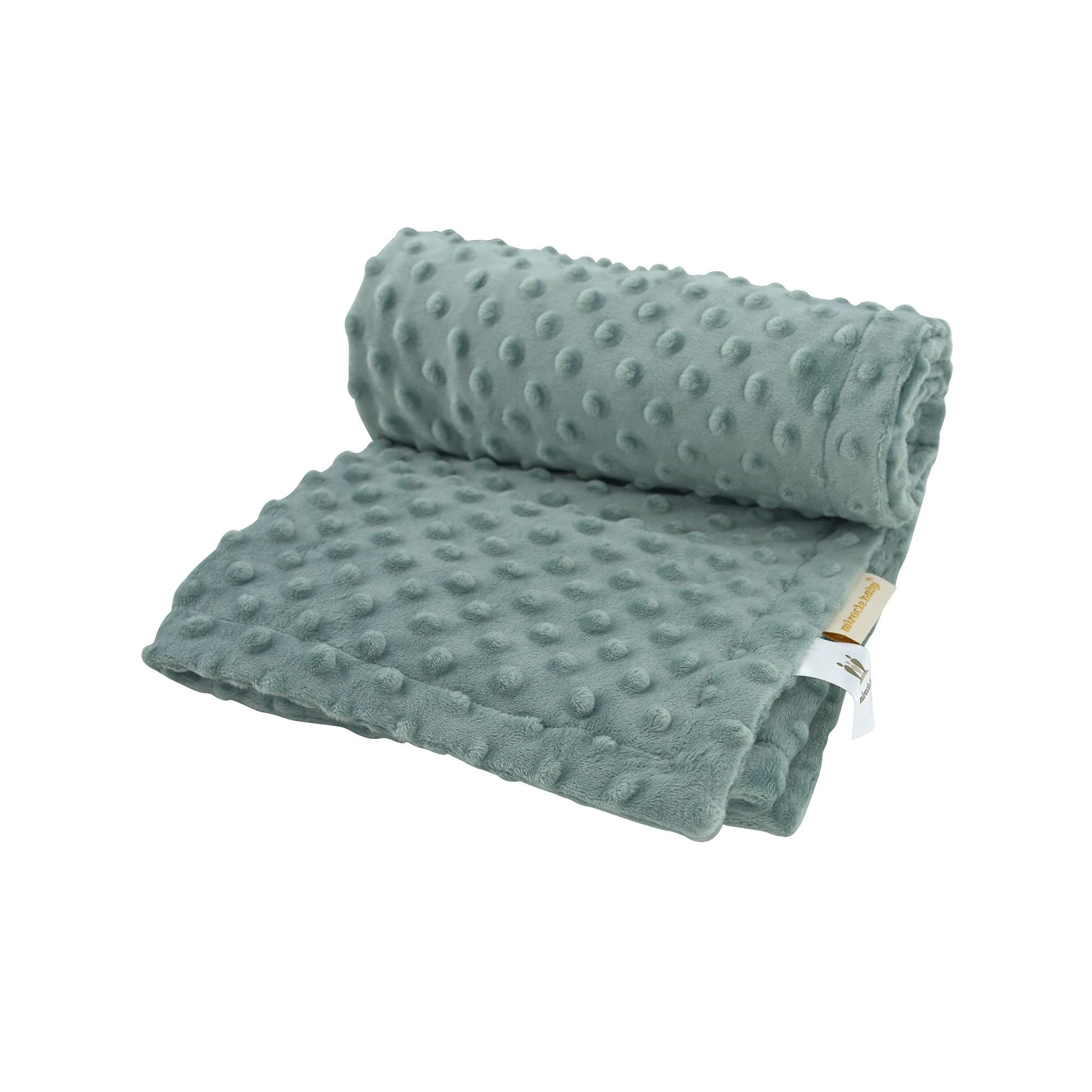 LAT LEE AND TOWN minky dot blanket folded on crib for newborn comfort.