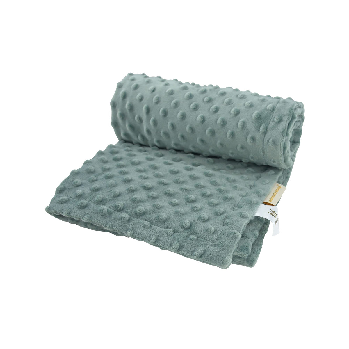 LAT LEE AND TOWN minky dot blanket folded on crib for newborn comfort.