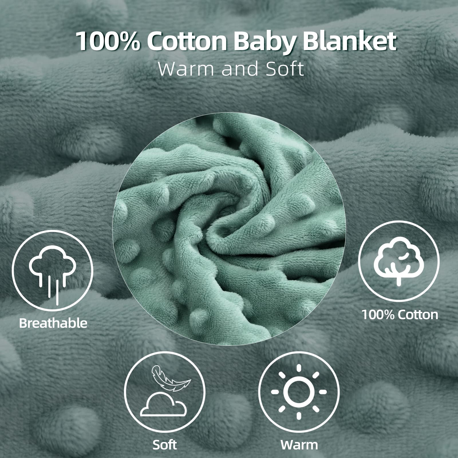 LAT LEE AND TOWN minky dot blanket draped over stroller for all-season use.