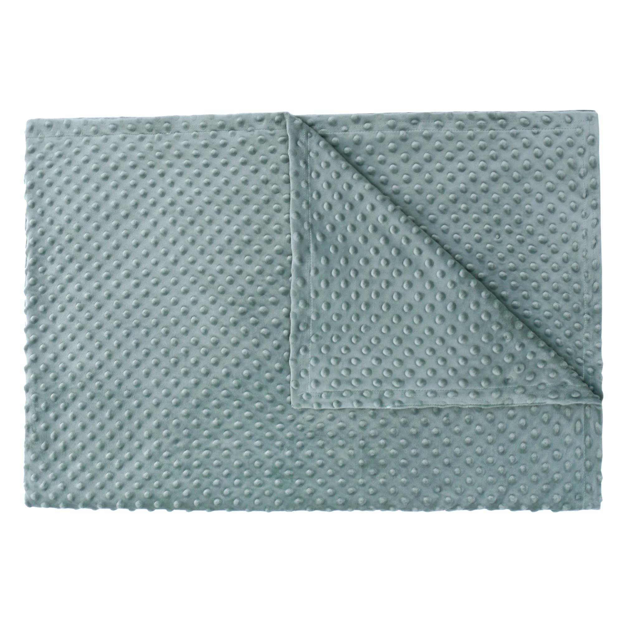 LAT LEE AND TOWN minky dot blanket showing reversible colors and lightweight design.