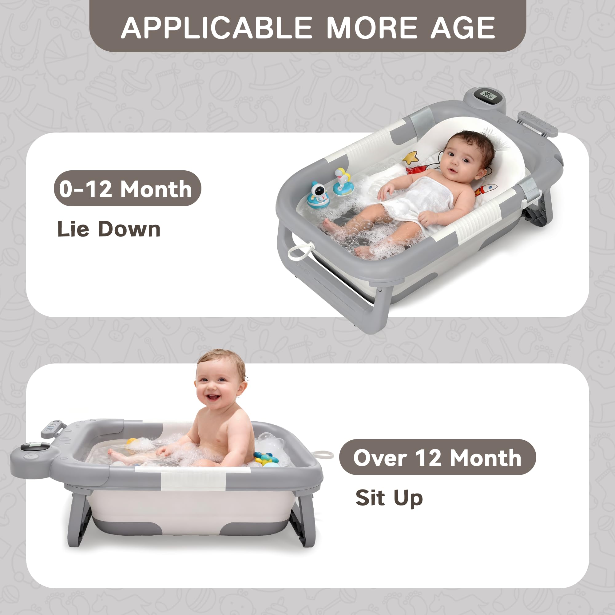 LAUJIA temperature gauge and color-change stopper monitor bath warmth safely