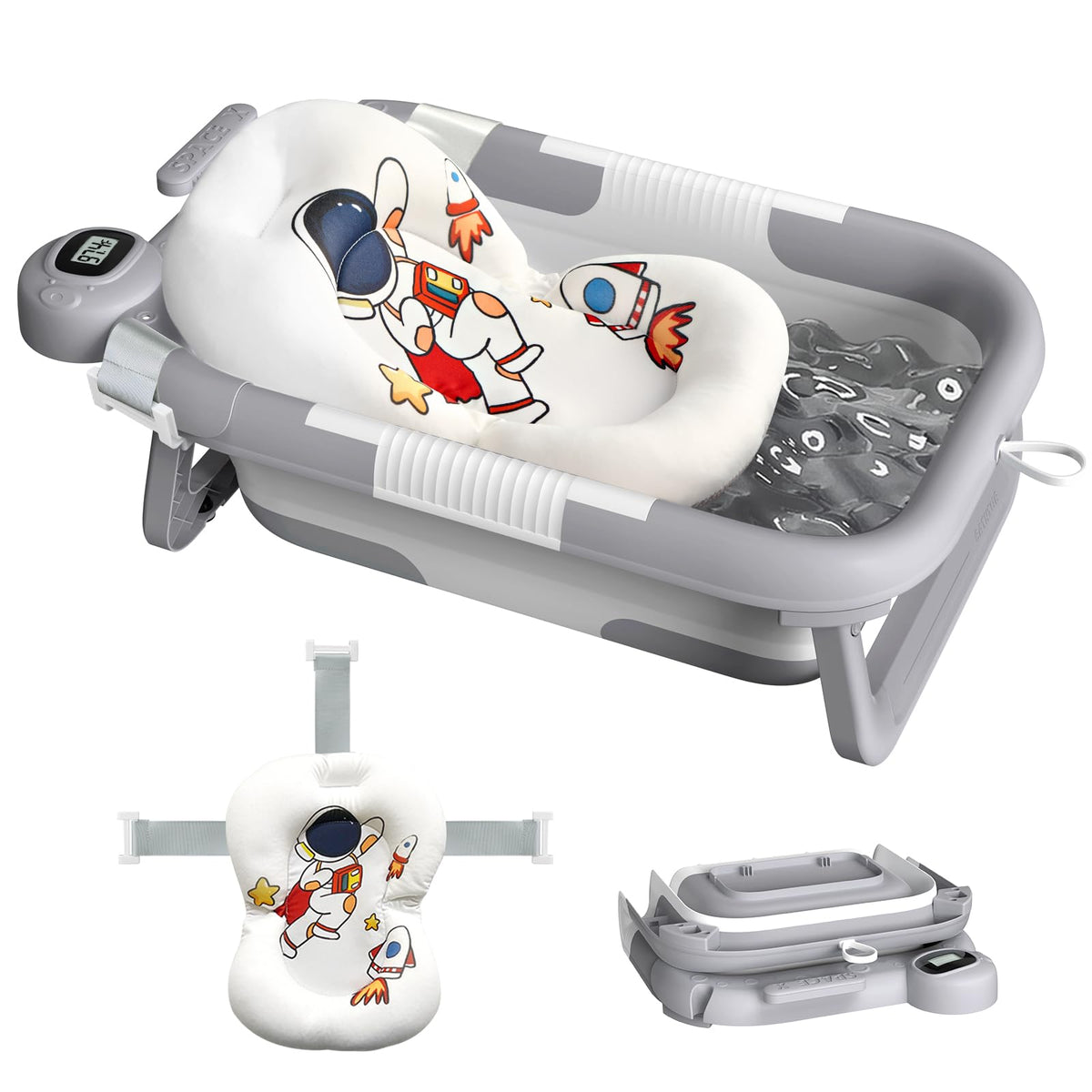 LAUJIA collapsible baby bathtub with flat-fold design for compact storage