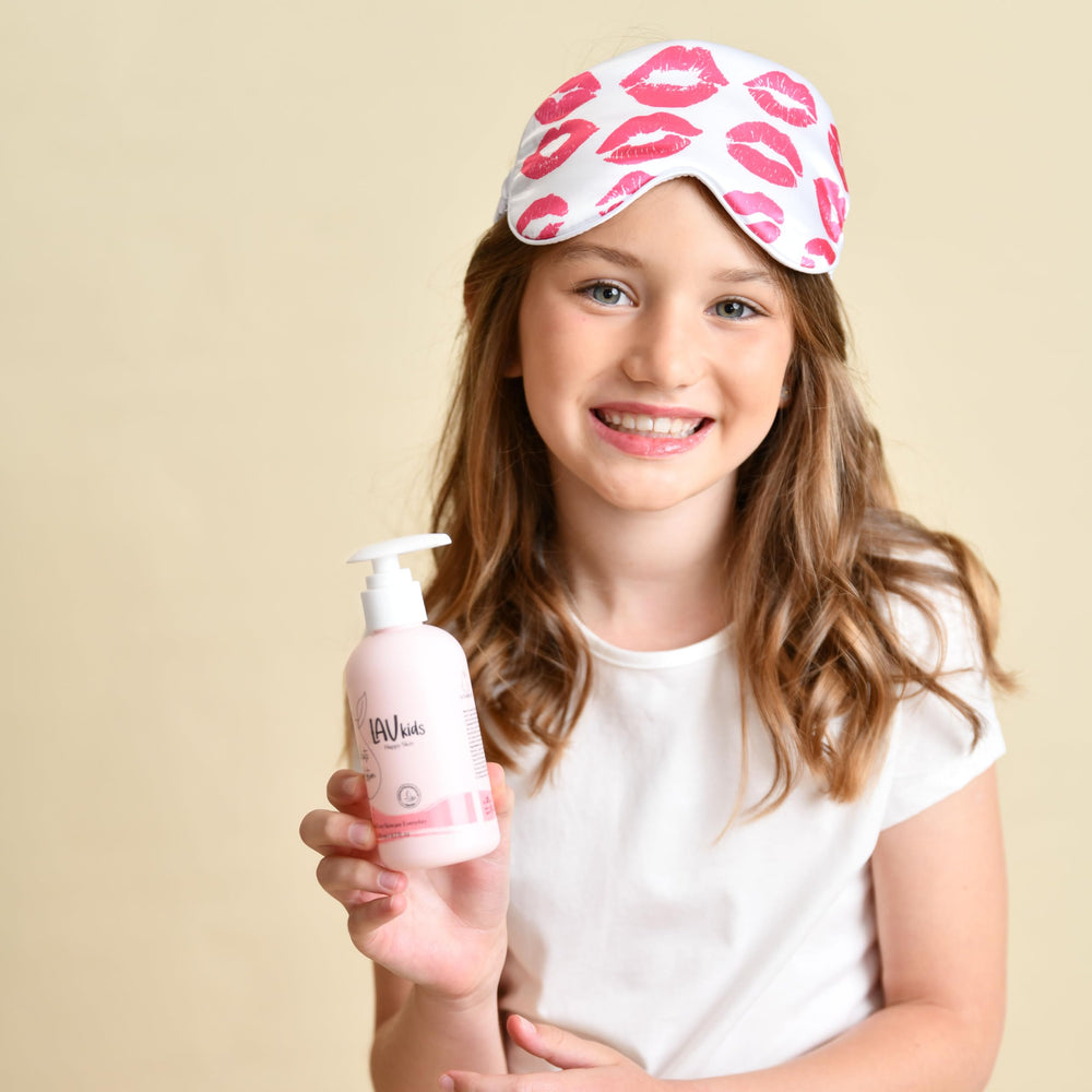 After-bath routine image showing comforting skin care for kids