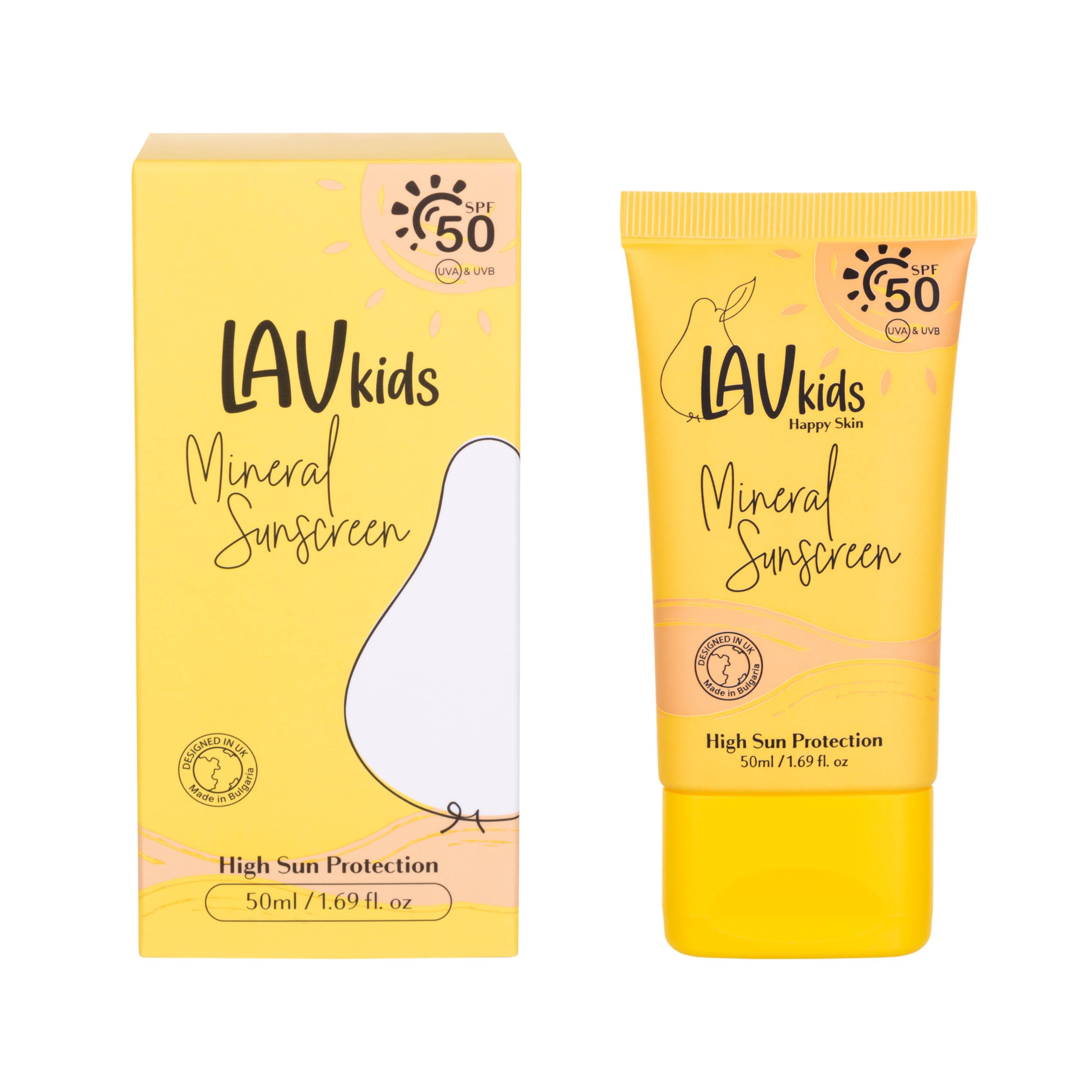 Travel-friendly 50 ml LAV KIDS sunscreen tube in a backpack