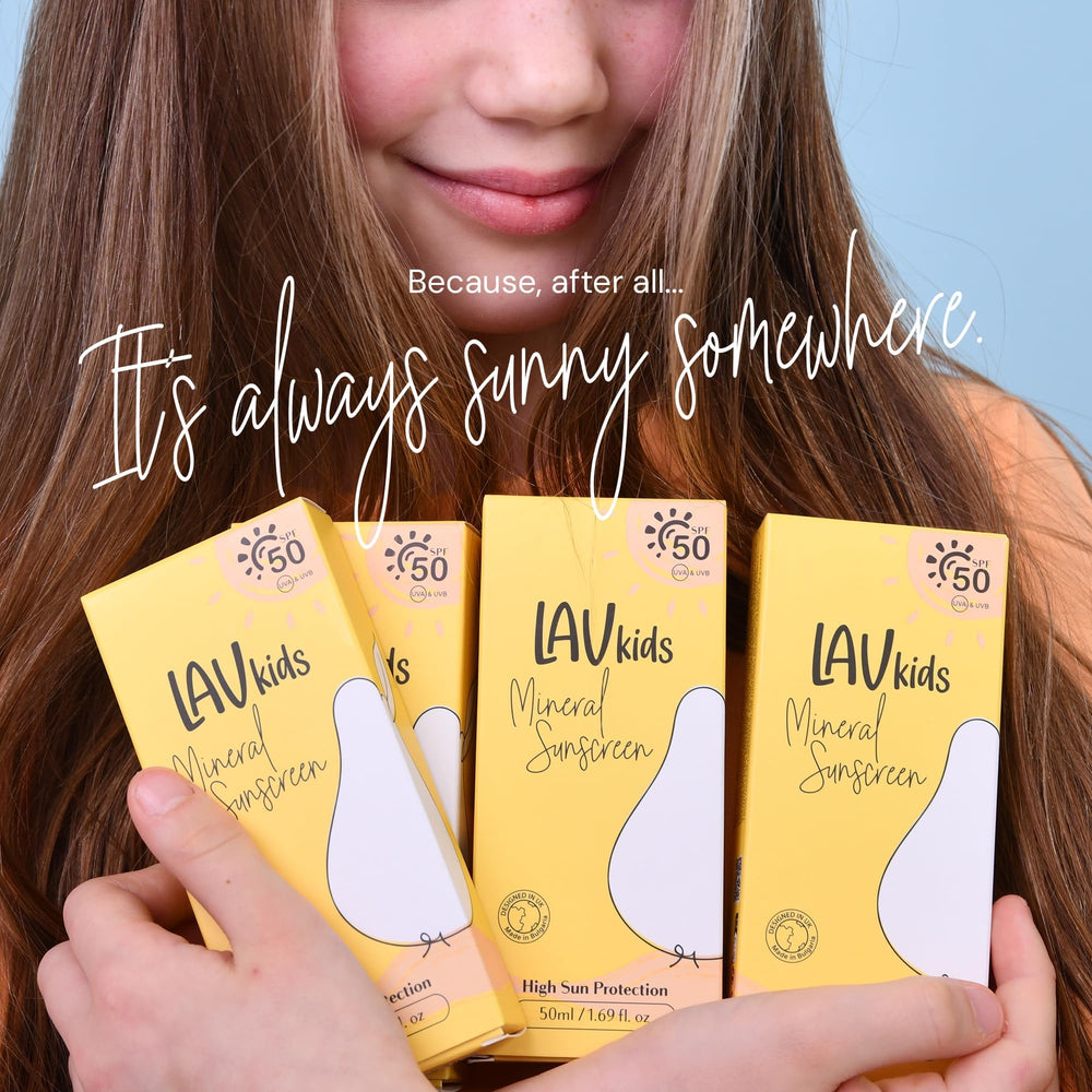 Child’s skin after application showing moisturized feel with LAV KIDS sunscreen