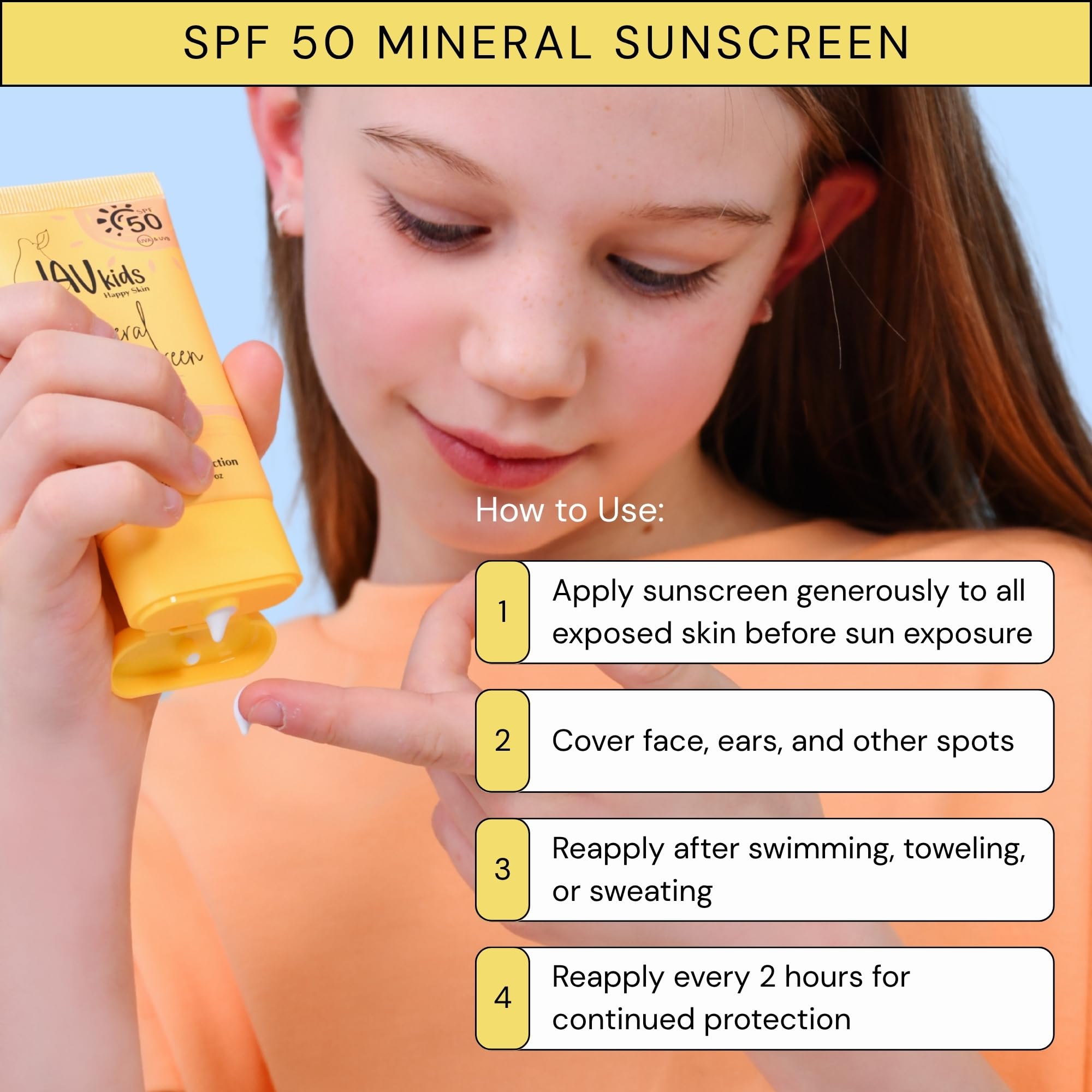 Close-up of zinc oxide texture in LAV KIDS sunscreen for UV protection