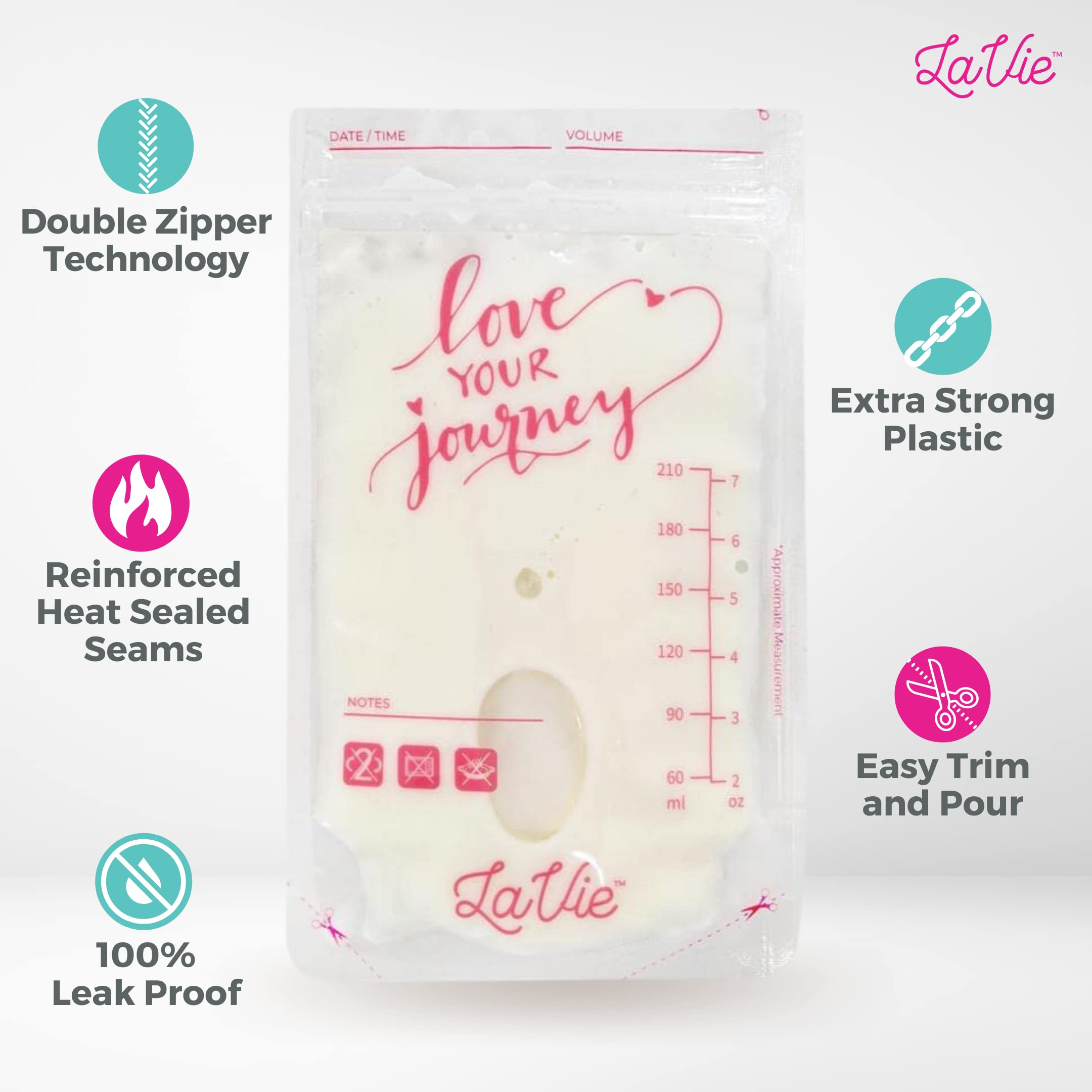 LaVie leak-proof zipper bags demonstrate secure sealing for mess-free storage.