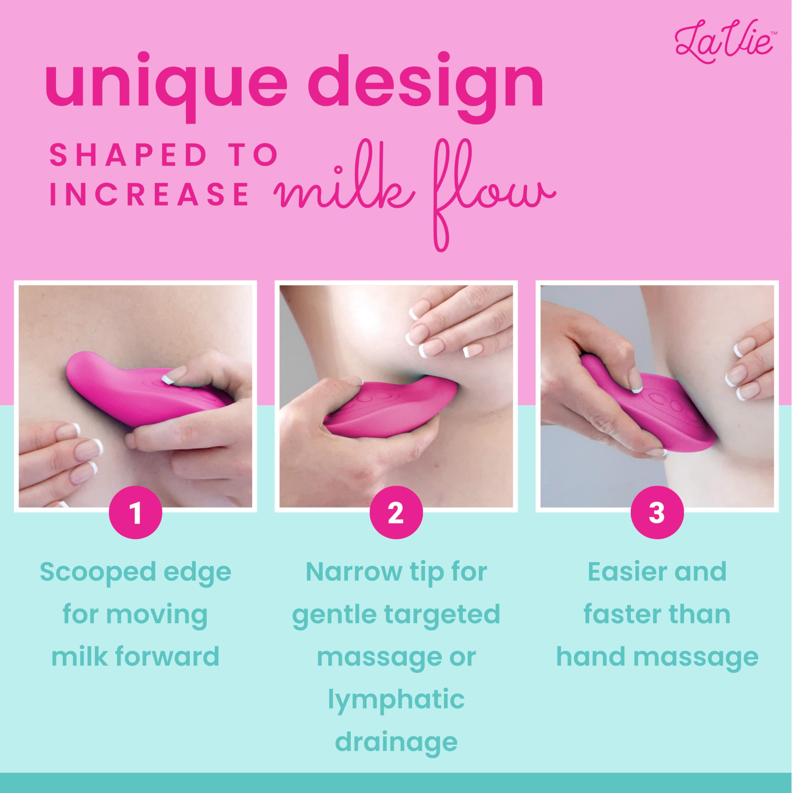 LaVie Lactation Massager design supports multiple breastfeeding needs