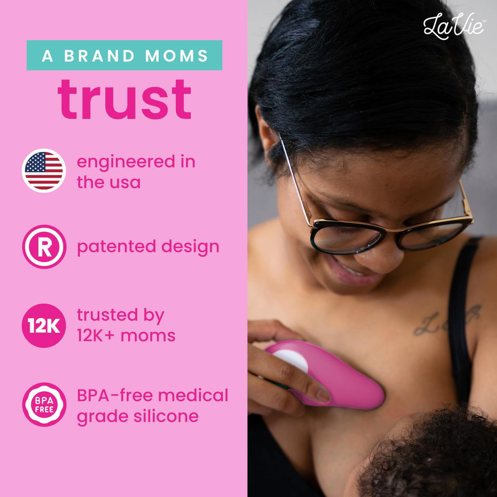 LaVie Lactation Massager in use during a breast massage to relieve discomfort