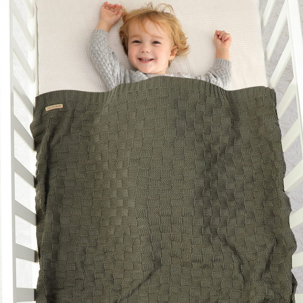 LAWKUL checkered cable pattern close-up, timeless nursery style