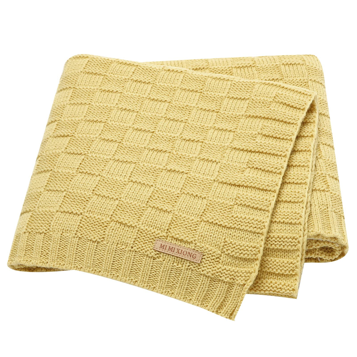 LAWKUL Knit Cable Babe Baby Blanket in yellow offers cozy warmth for newborns.