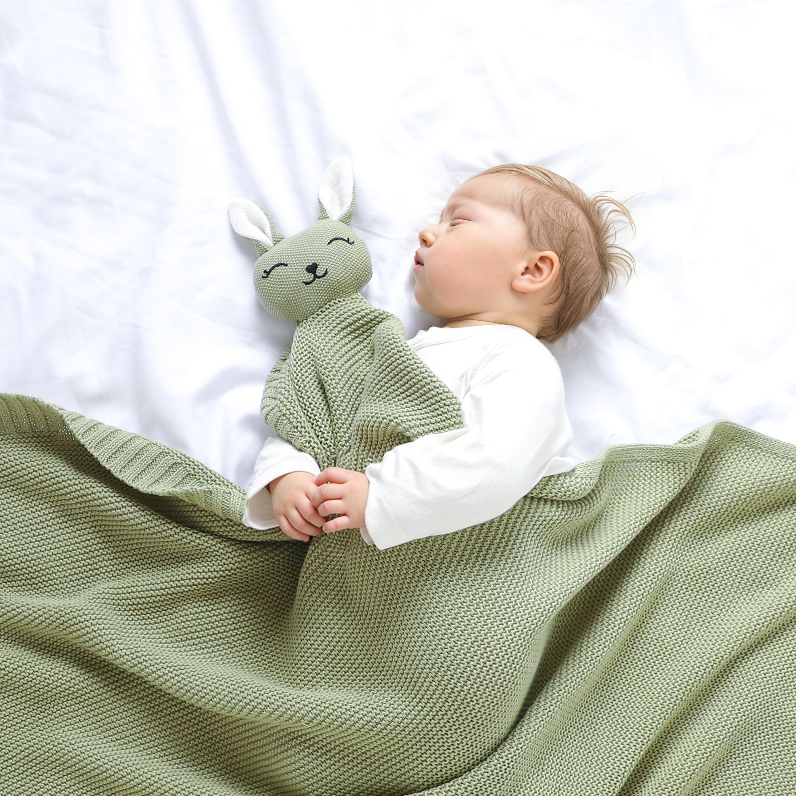 LAWKUL Bunny Lovey blanket bunny ears texture supports soothing self-soothing during cuddles