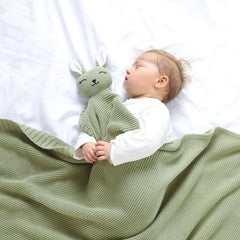 LAWKUL Bunny Lovey blanket bunny ears texture supports soothing self-soothing during cuddles