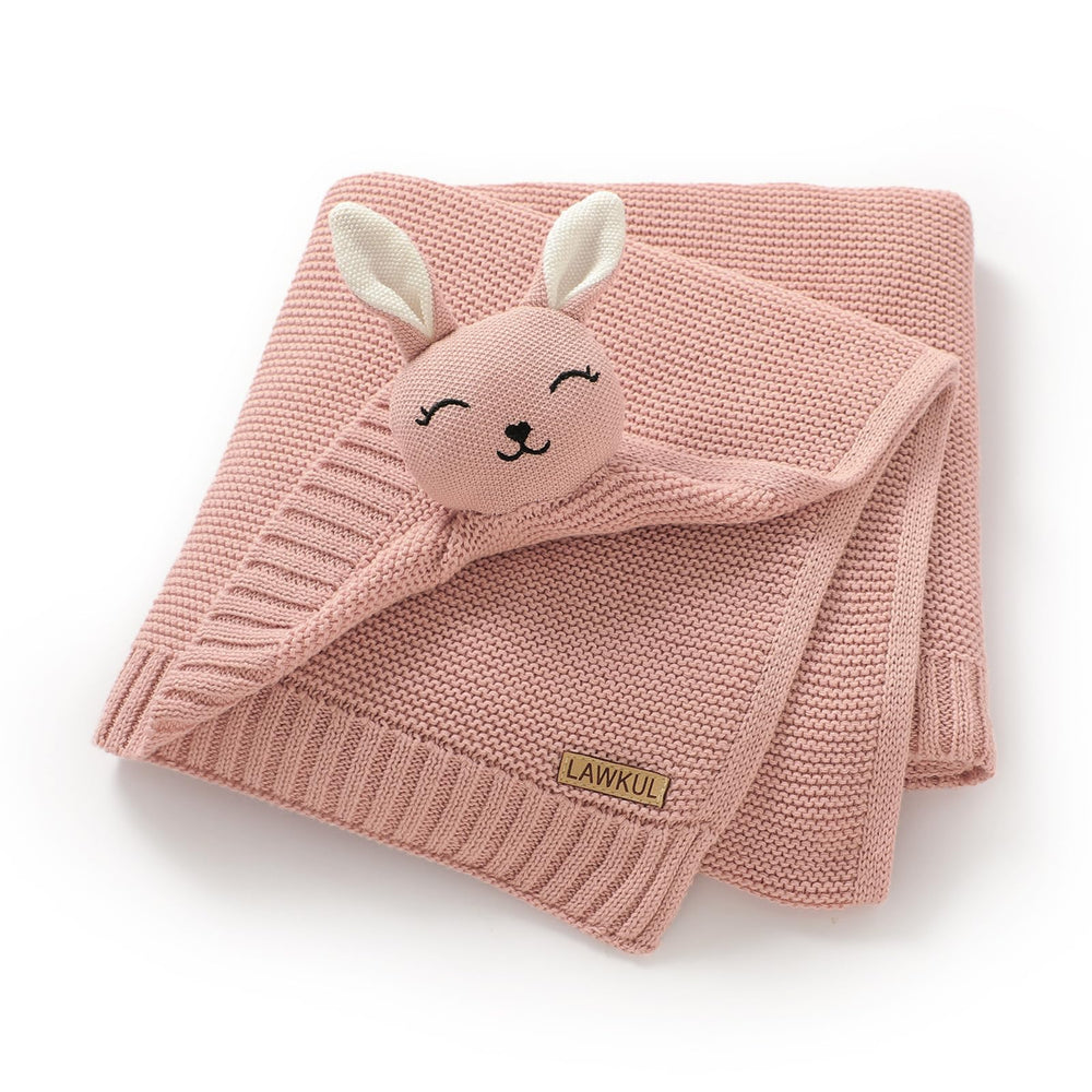 LAWKUL Bunny Lovey blanket front view showing soft plush texture for newborn cuddles