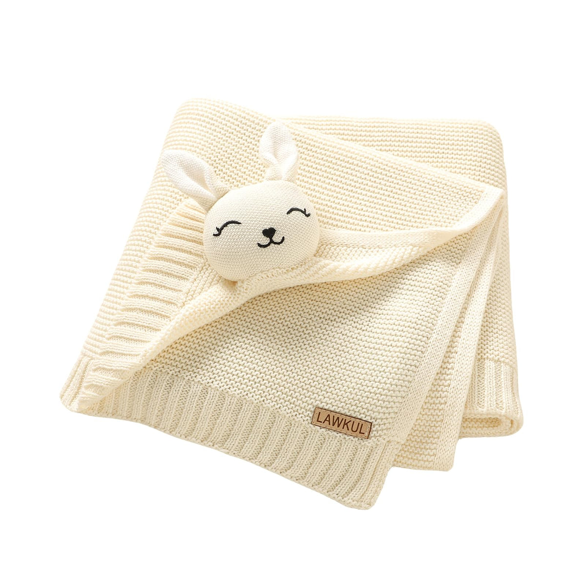 LAWKUL Bunny Lovey Blanket with soft plush fabric for gentle, comforting snuggles.
