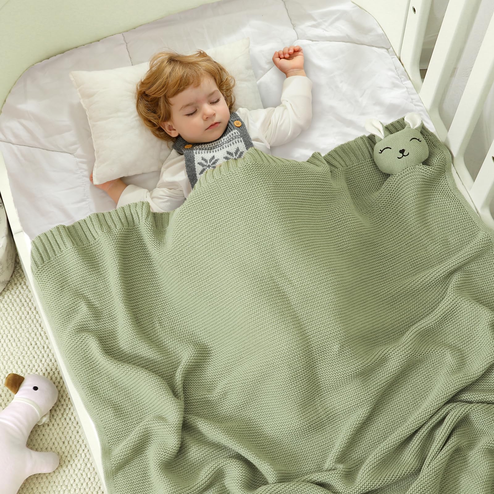 LAWKUL Bunny Lovey in stroller scene for on-the-go comfort