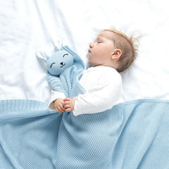 LAWKUL Bunny Lovey Blanket satin edges offer gentle sensory feedback.