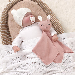 LAWKUL Bunny Lovey security blanket with cuddly bunny for bedtime soothing