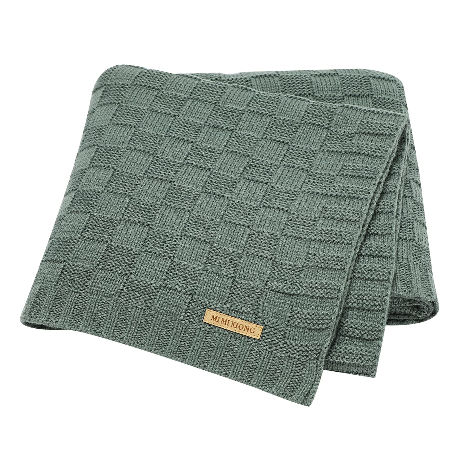 LAWKUL Green Baby Blanket with cable pattern for cozy naps