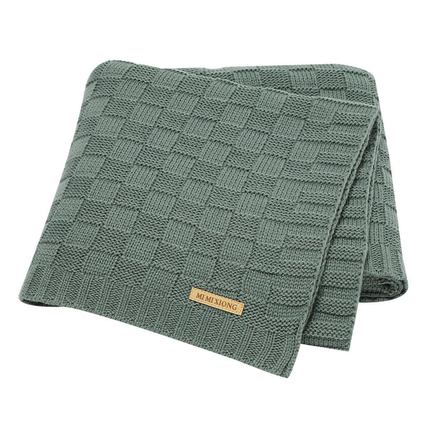 LAWKUL Green Baby Blanket with cable pattern for cozy naps