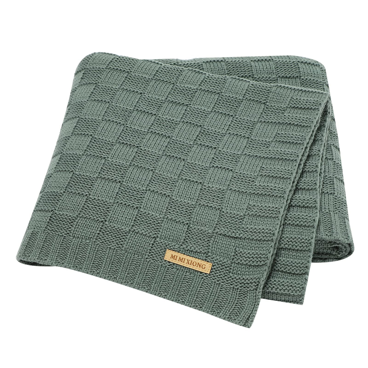 LAWKUL Green Baby Blanket with cable pattern for cozy naps
