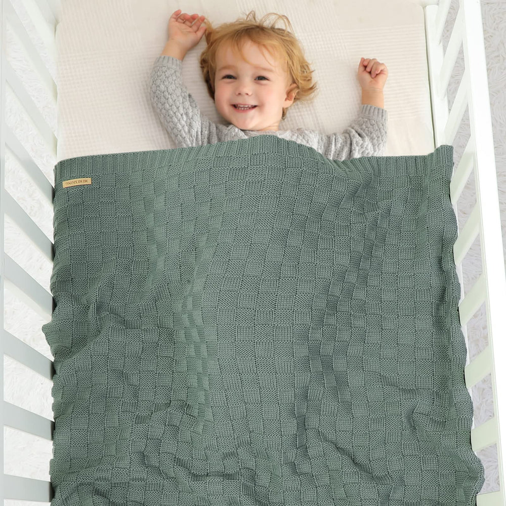 LAWKUL Green Baby Blanket closeup fiber showing soft acrylic texture