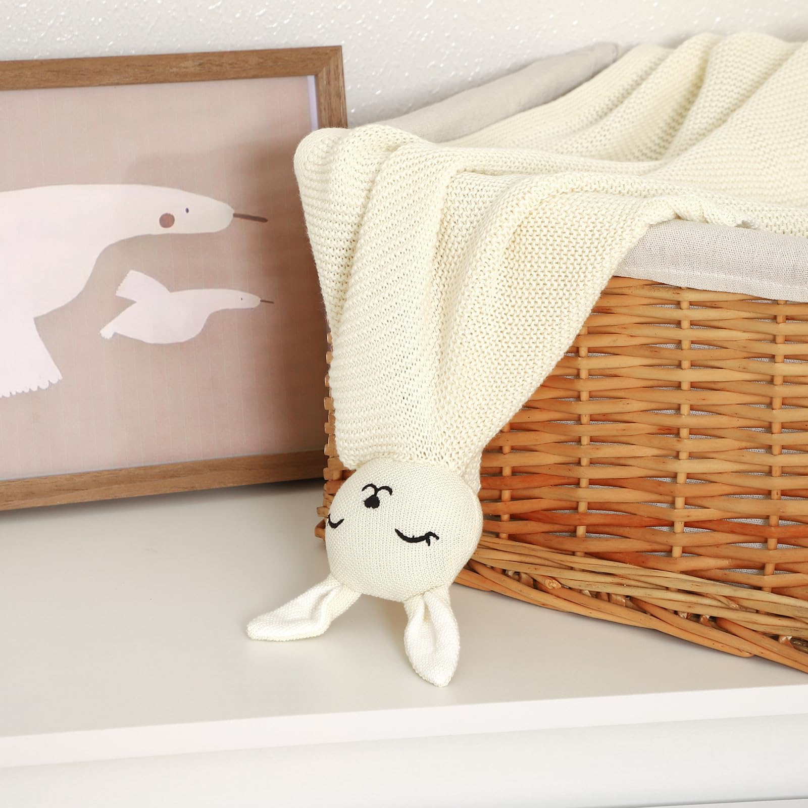 LAWKUL Bunny Lovey Blanket 40x30-inch travel-friendly companion for on-the-go comfort.