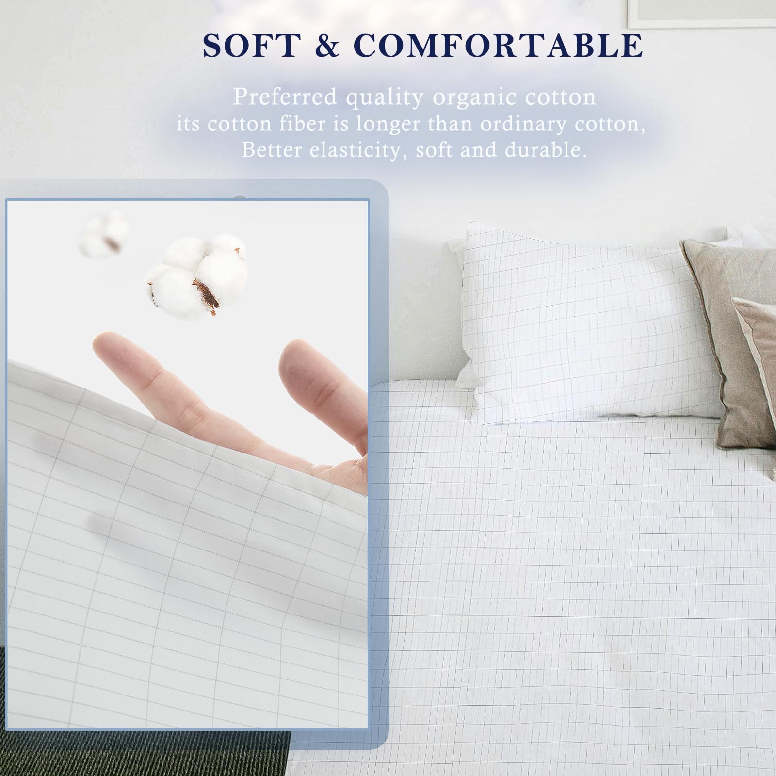 LAXVAPIU sheet draped on crib demonstrates versatile fit for beds and chairs.