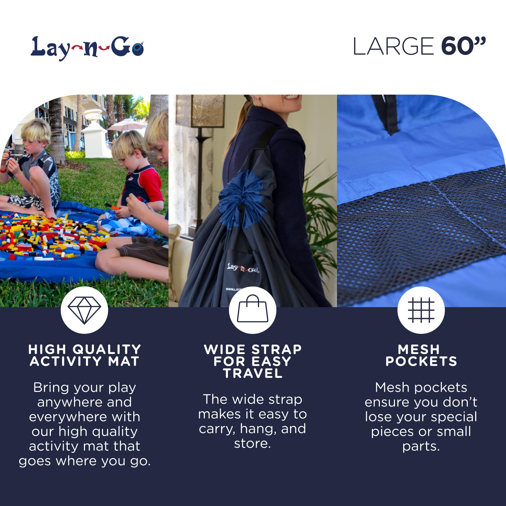 Blue Lay-n-Go mat spread on the floor for easy access