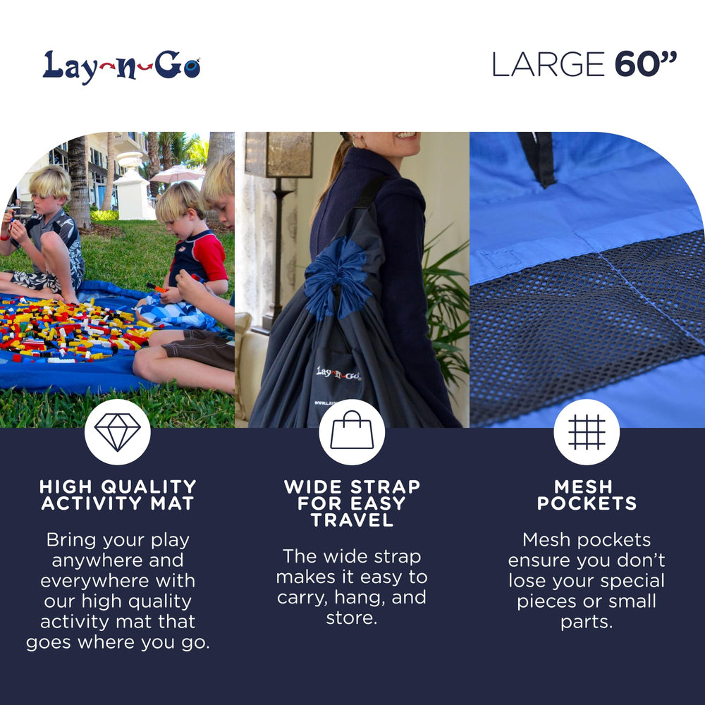 Blue Lay-n-Go mat spread on the floor for easy access