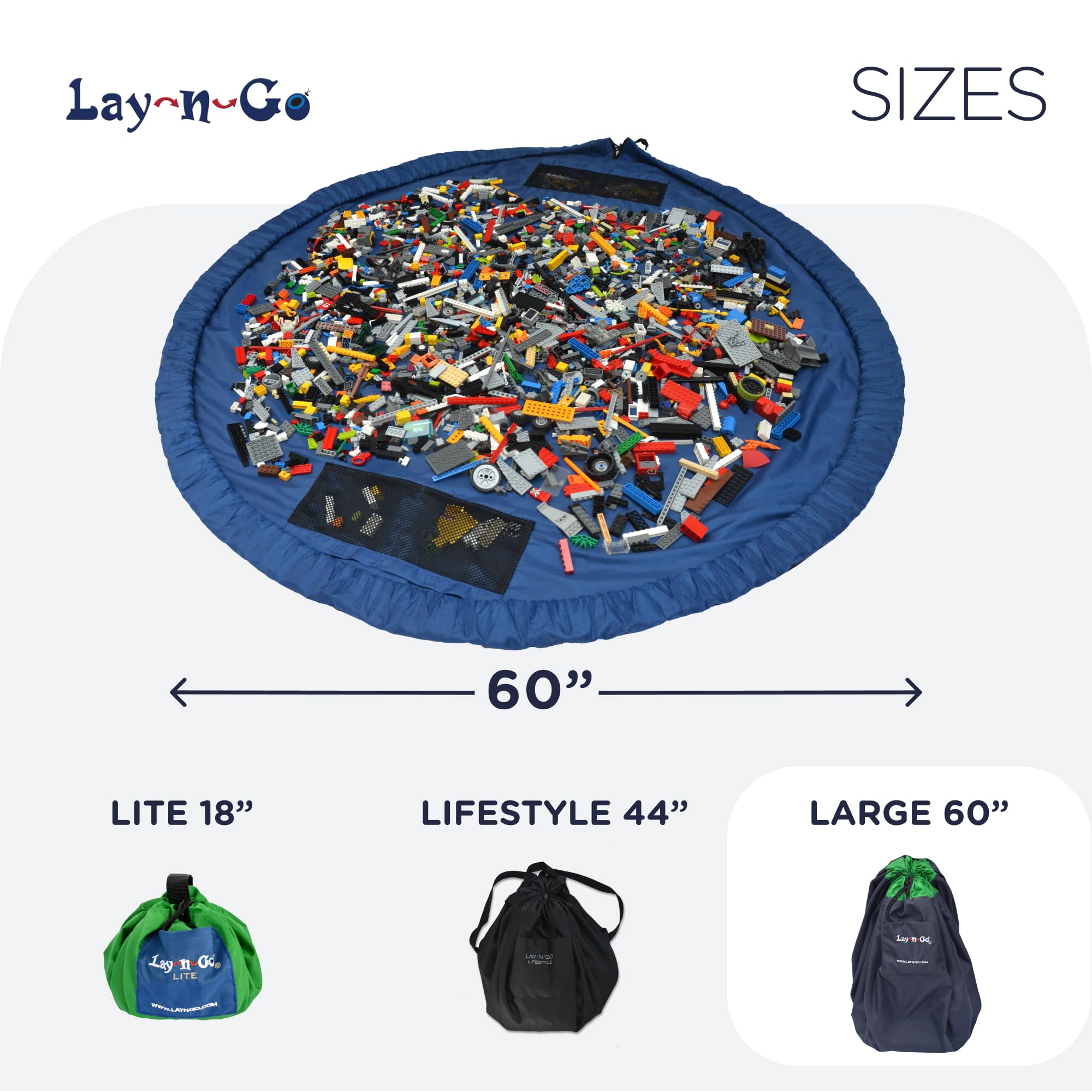 Lay-n-Go drawstring closure ready to form a bag after play