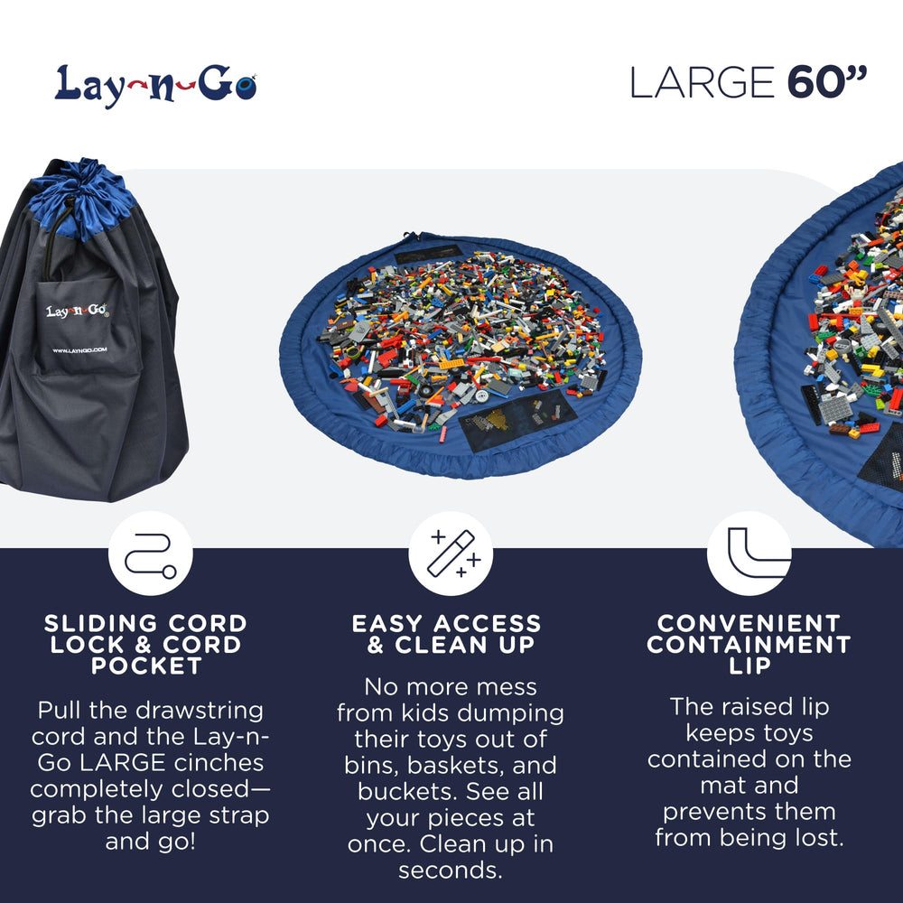 Raised lip on Lay-n-Go keeps toys in place during play