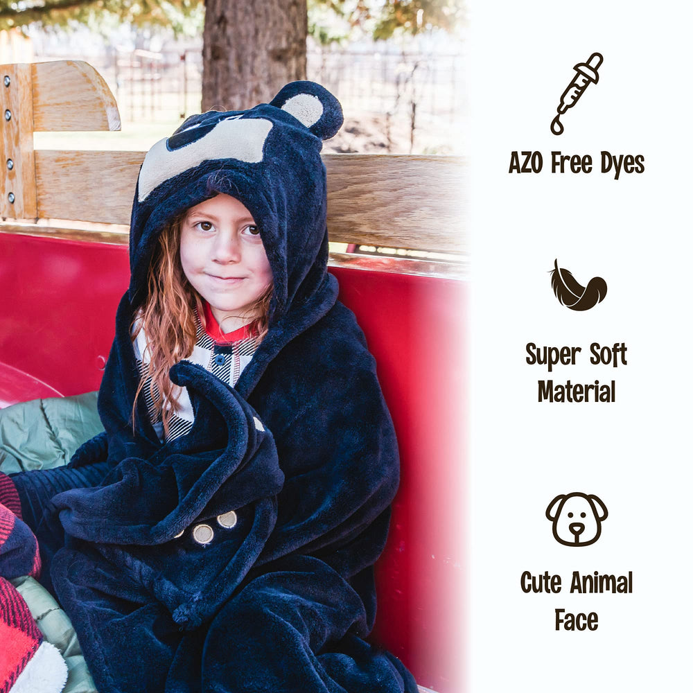 Lazy One lion-hood blanket worn for relaxing on the couch or movie night.
