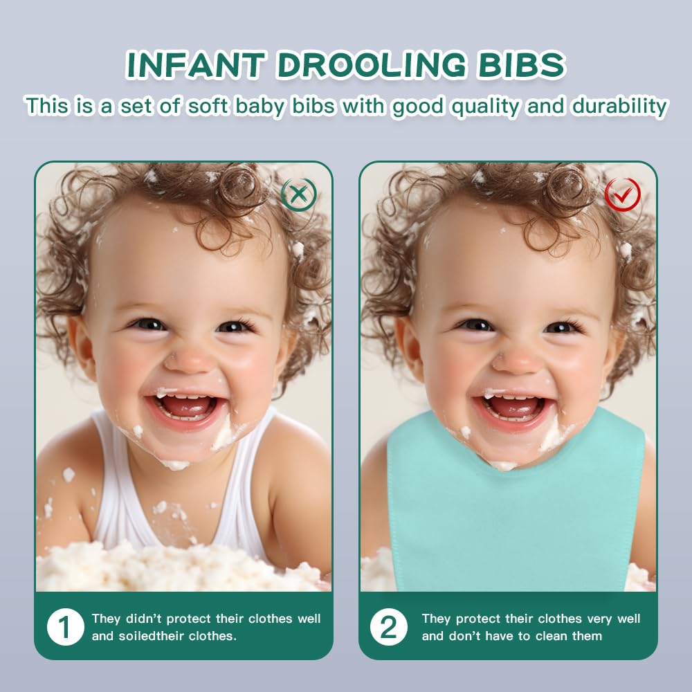 Baby wearing LazyRhino bib with snaps for quick wear and secure fit.