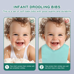 Baby wearing LazyRhino bib with snaps for quick wear and secure fit.