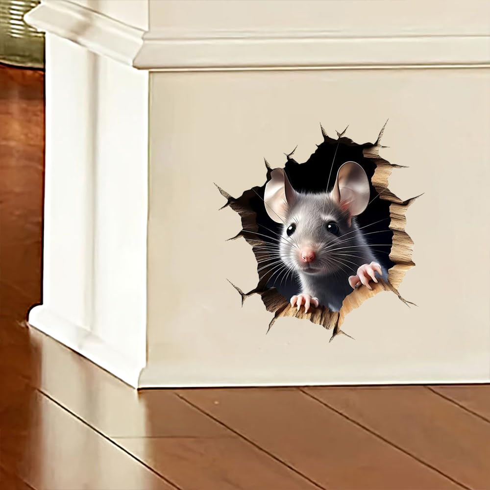 LBLYYLYC LB-0029 peeking mouse through torn hole creates playful decor focal point on surfaces.